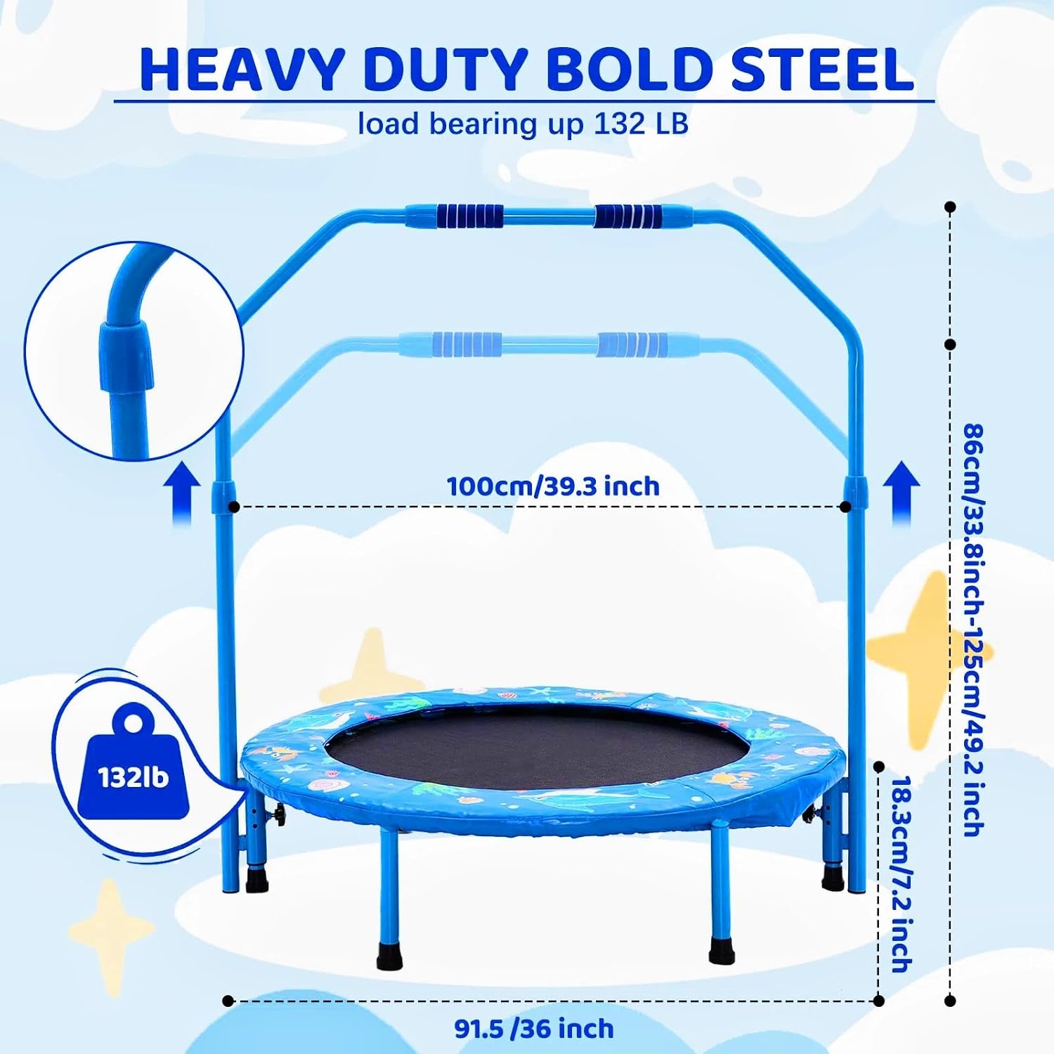 Opvouwbare Trampoline met Leuning Ø 91cm - 34% Korting!