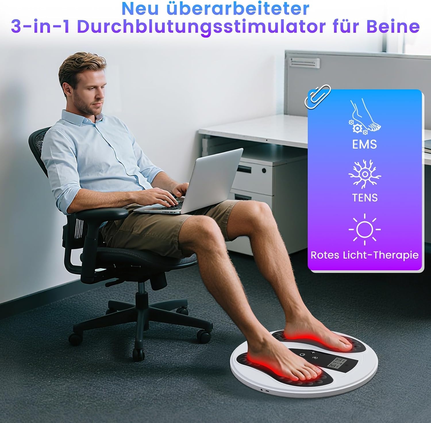 Doorbloedingsstimulator Voet/Been EMS/TENS/Roodlicht 30% Korting