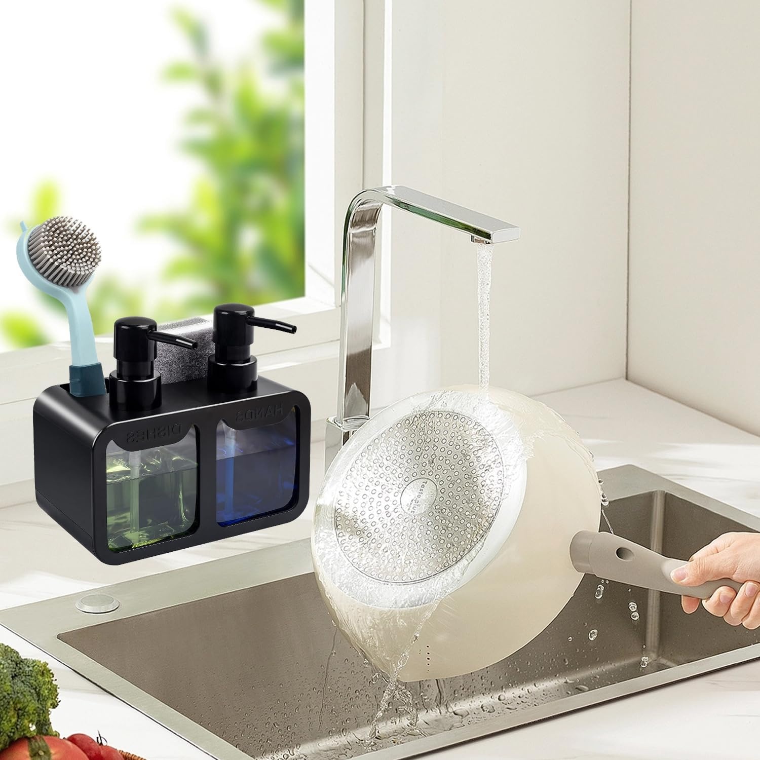 Keuken Zeepdispenser Set Zwart - 350 ml - 26% Korting