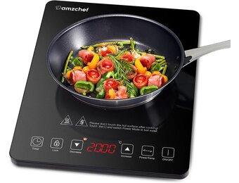 AMZCHEF Inductiekookplaat Zwart (2000W) - 29% Korting!