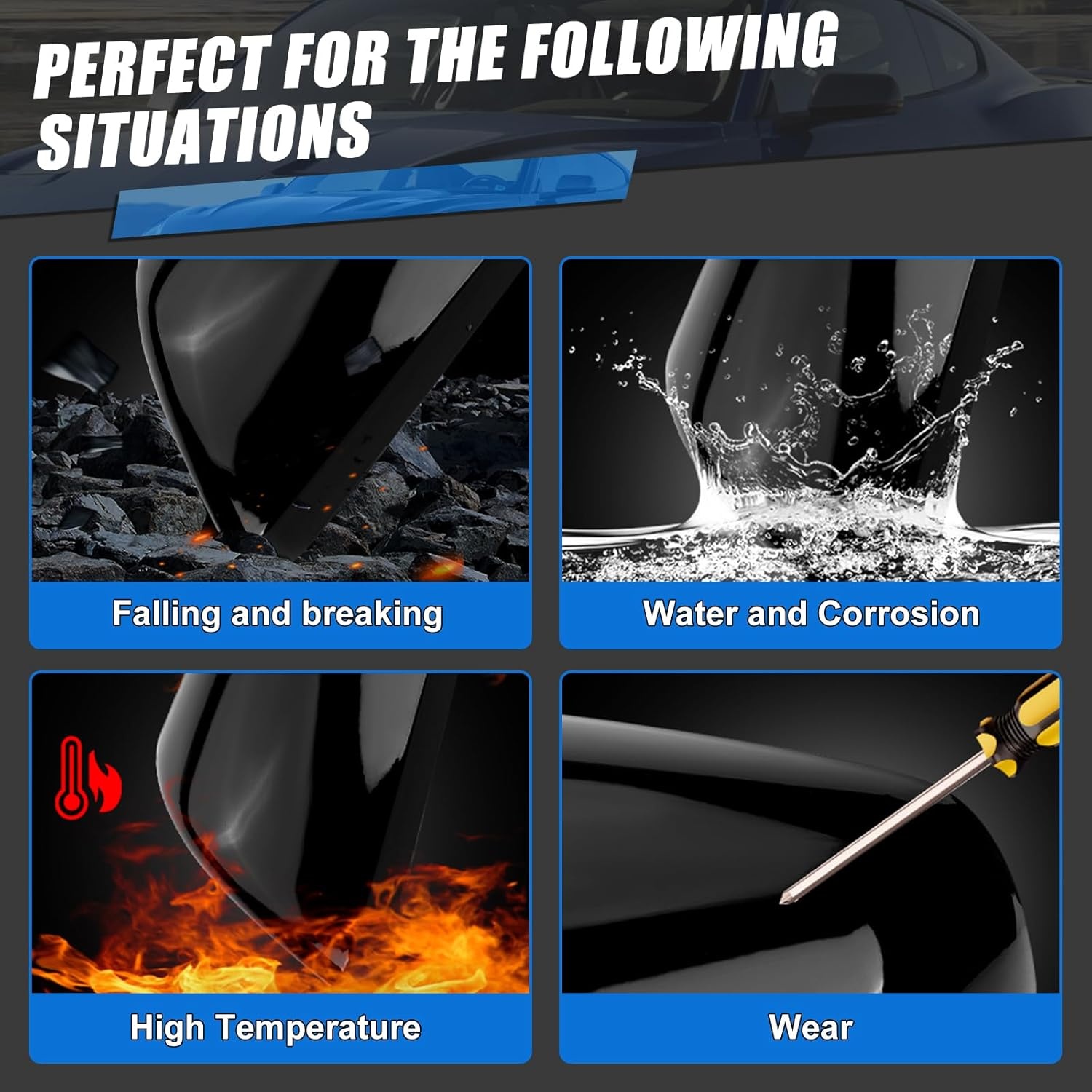 Spiegelkappen Glanzend Zwart Ford Mustang (2015-24) - 34% Korting