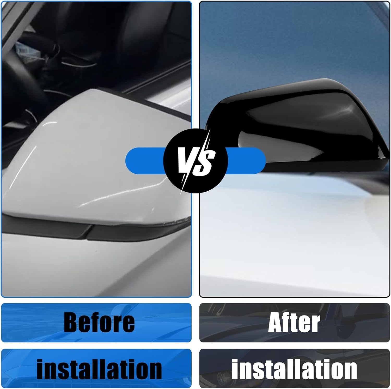 Spiegelkappen Glanzend Zwart Ford Mustang (2015-24) - 34% Korting