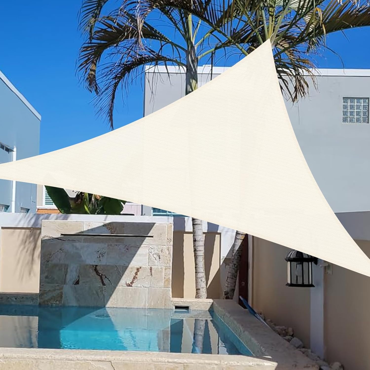 Zonnezeil 32% Korting: Driehoekig 3x3x4.25m HDPE Wit