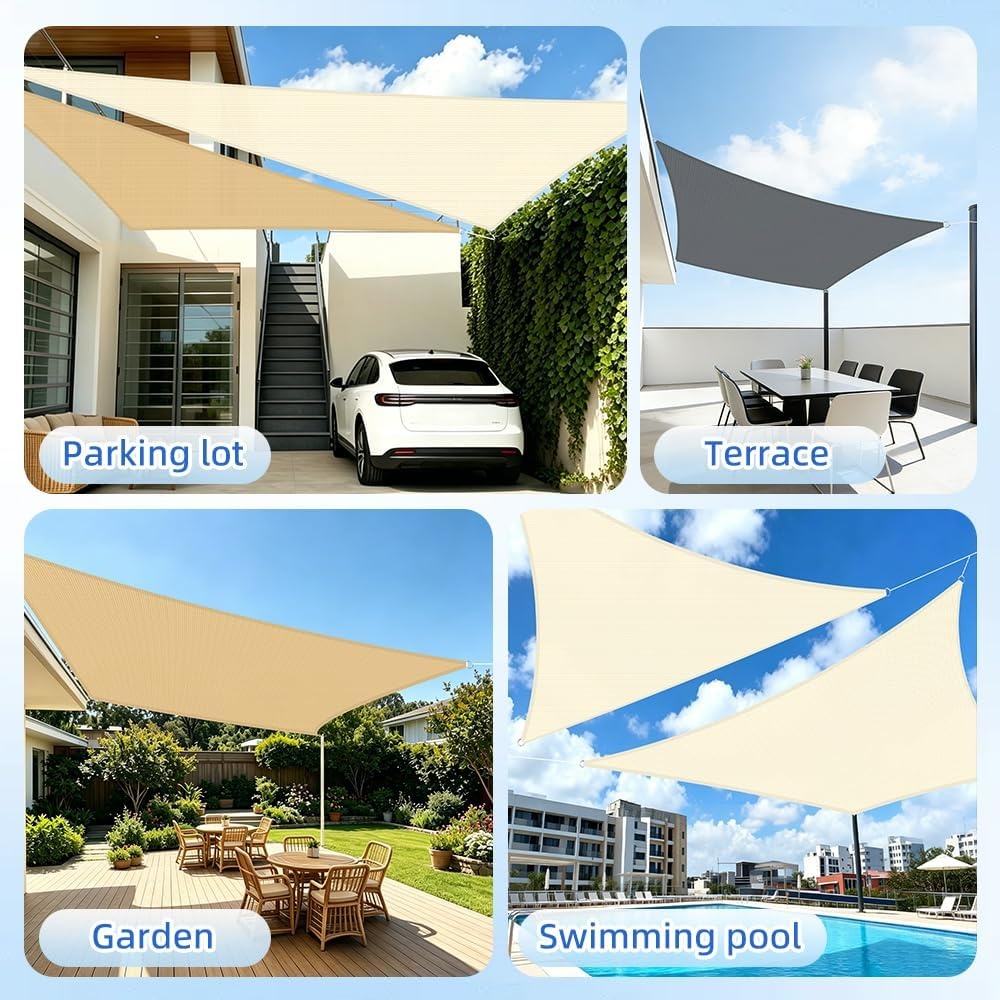 Zonnezeil 32% Korting: Driehoekig 3x3x4.25m HDPE Wit