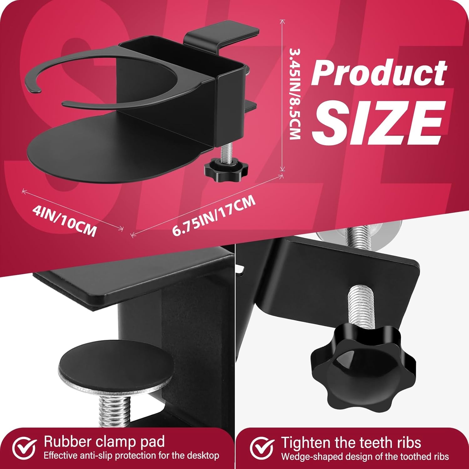 2-in-1 Bureau Bekerhouder & Telefoonstandaard - Zwart - 27% Korting