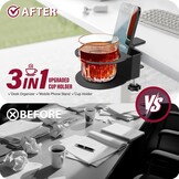 2-in-1 Bureau Bekerhouder & Telefoonstandaard - Zwart - 27% Korting