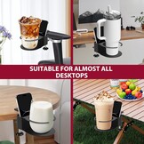 2-in-1 Bureau Bekerhouder & Telefoonstandaard - Zwart - 27% Korting