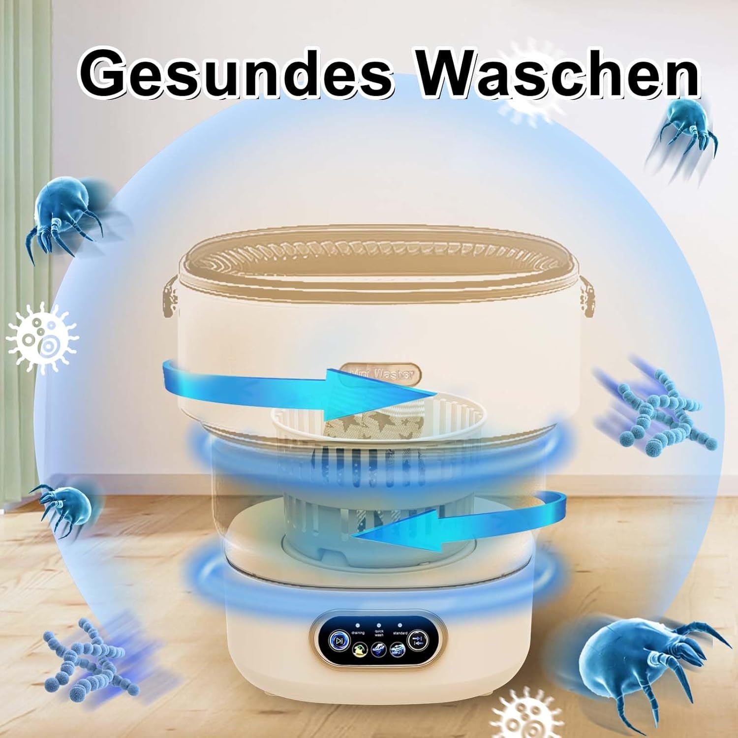 Mini-wasmachine 15L - 29% Korting - Ideaal voor Reizen & Kleine Huishoudens