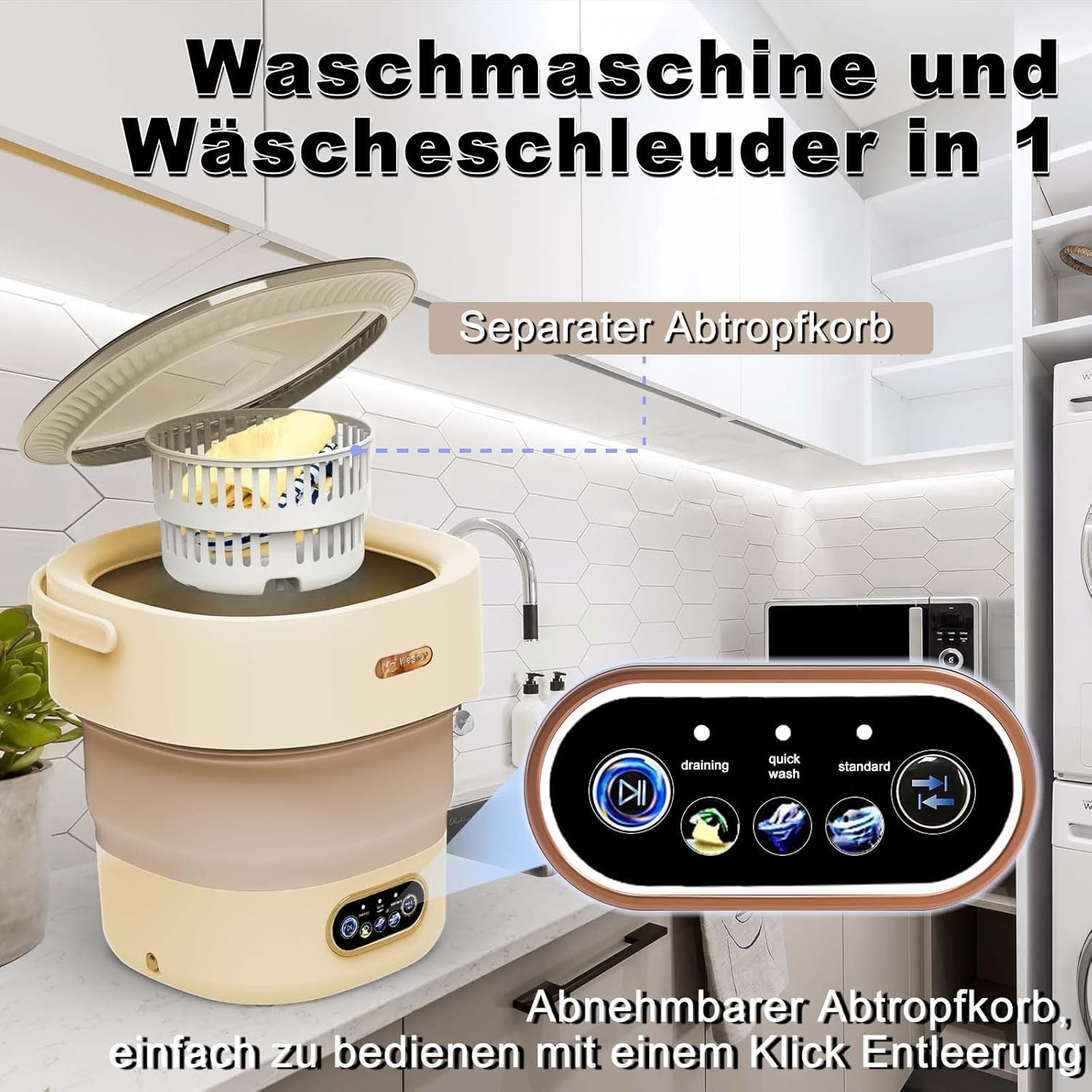 Mini-wasmachine 15L - 29% Korting - Ideaal voor Reizen & Kleine Huishoudens