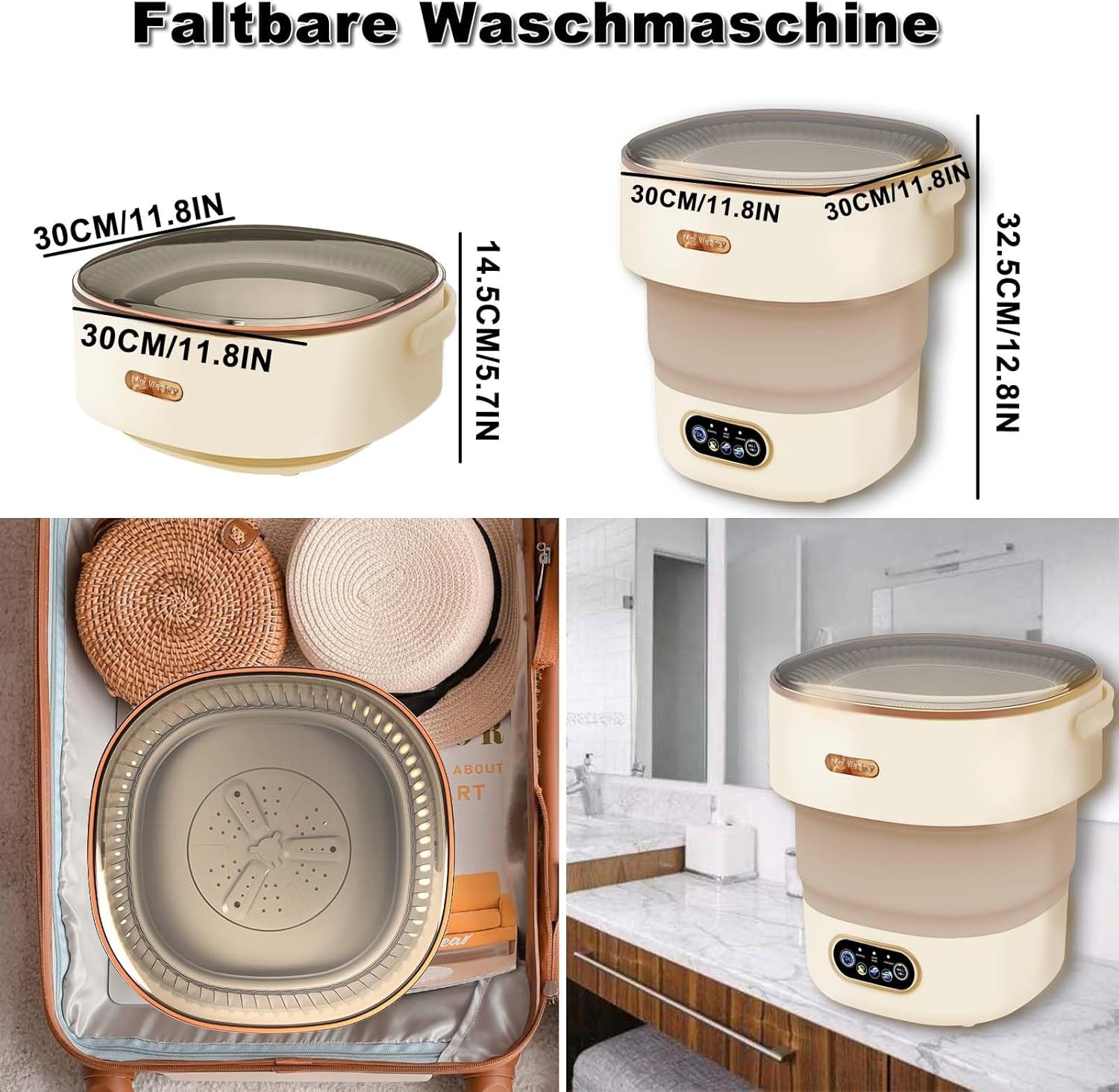 Mini-wasmachine 15L - 29% Korting - Ideaal voor Reizen & Kleine Huishoudens