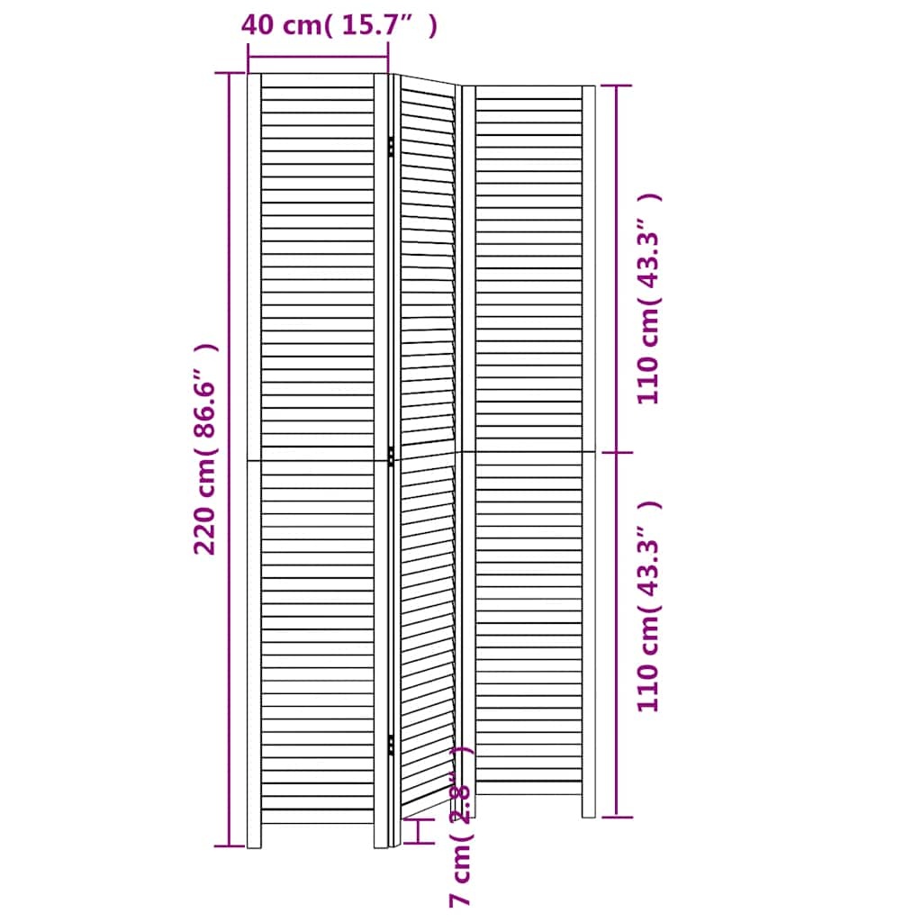 vidaXL Kamerscherm 3 panelen Paulowniahout Wit - 34% Korting