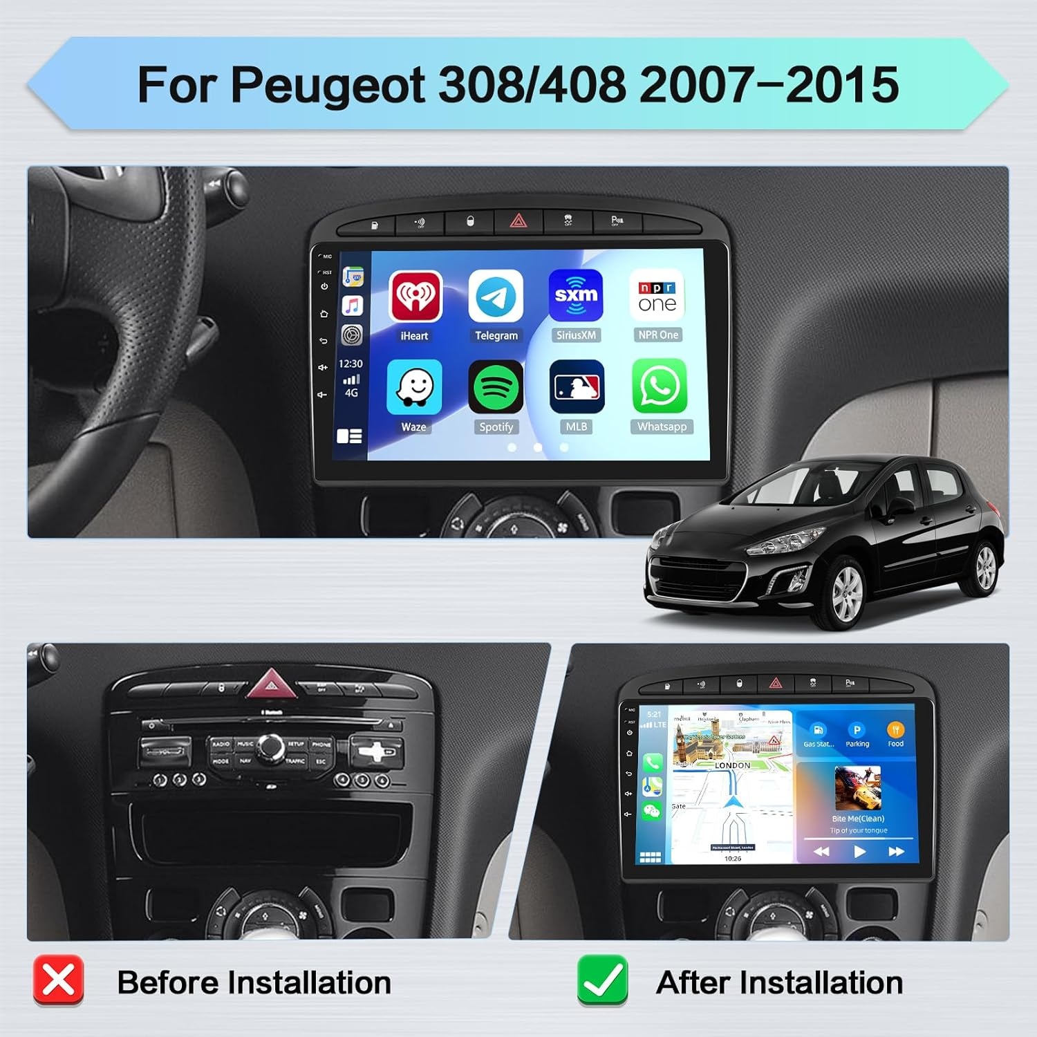 Android 13 Autoradio 9" Peugeot 308/408 (2007-2015) met 35% Korting