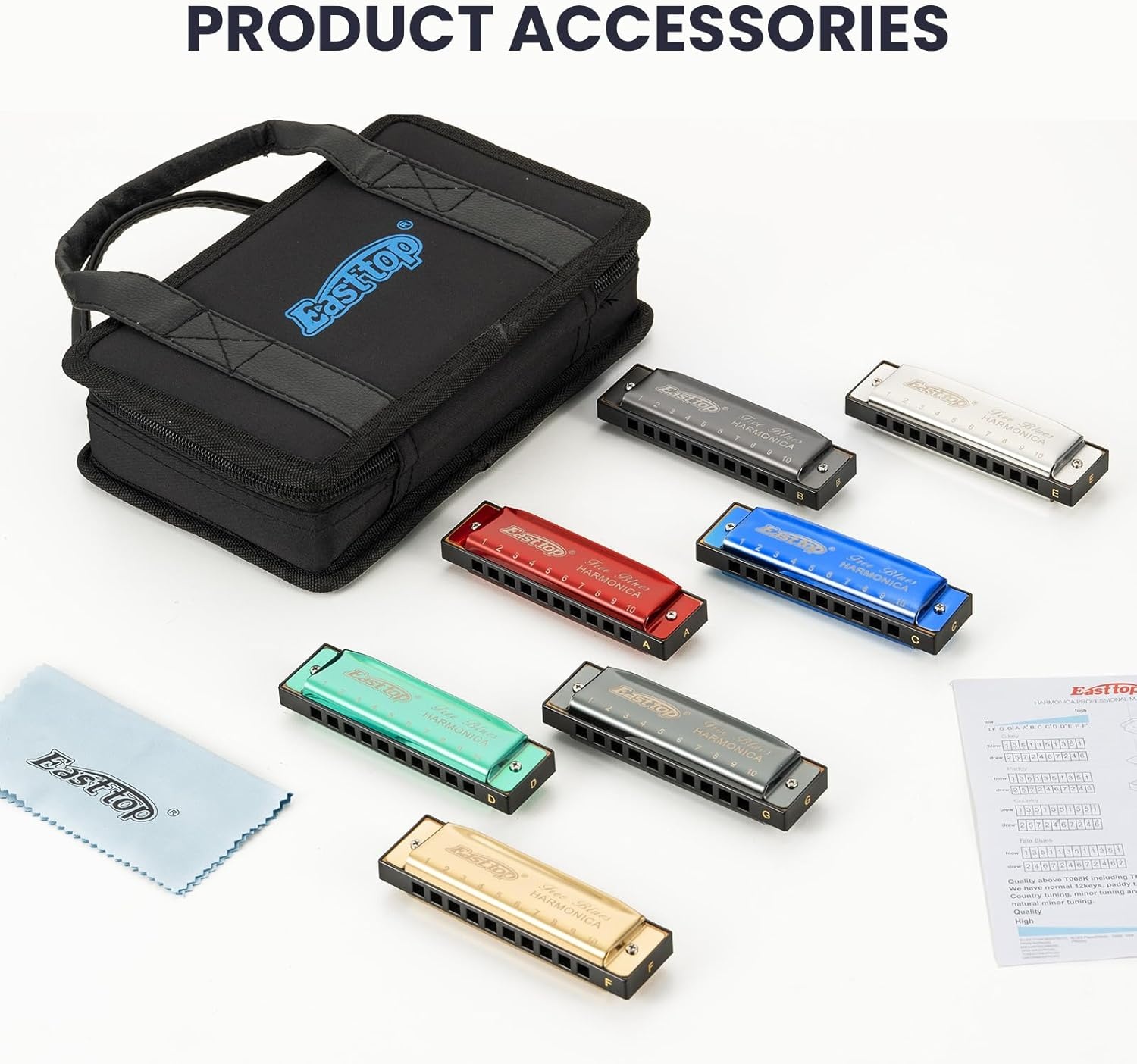 Easttop 10-Gats Blues Harmonica Set - 7 Tonen | 34% Korting
