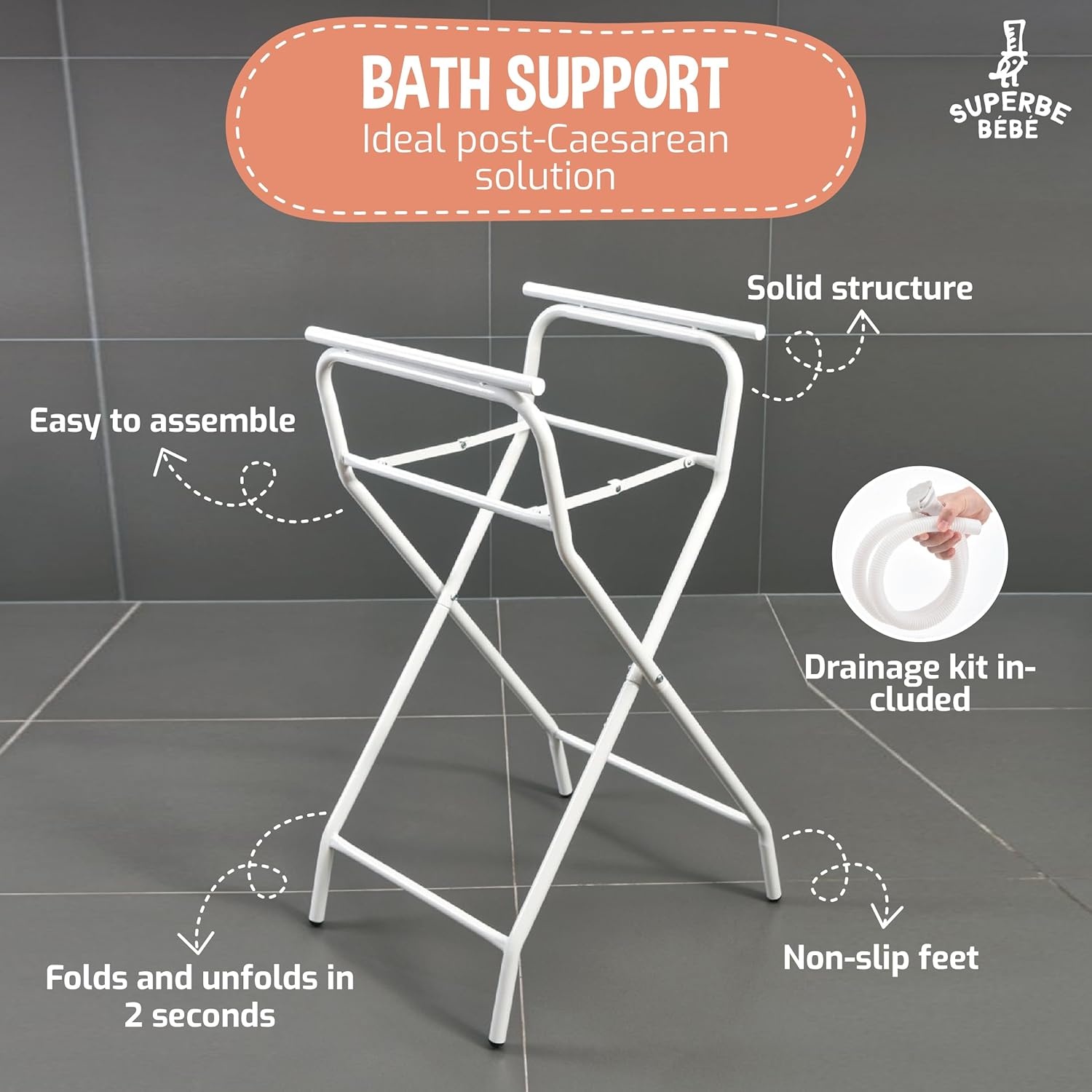 Opvouwbaar Babybad XXL met Onderstel & Thermometer (54% Korting)