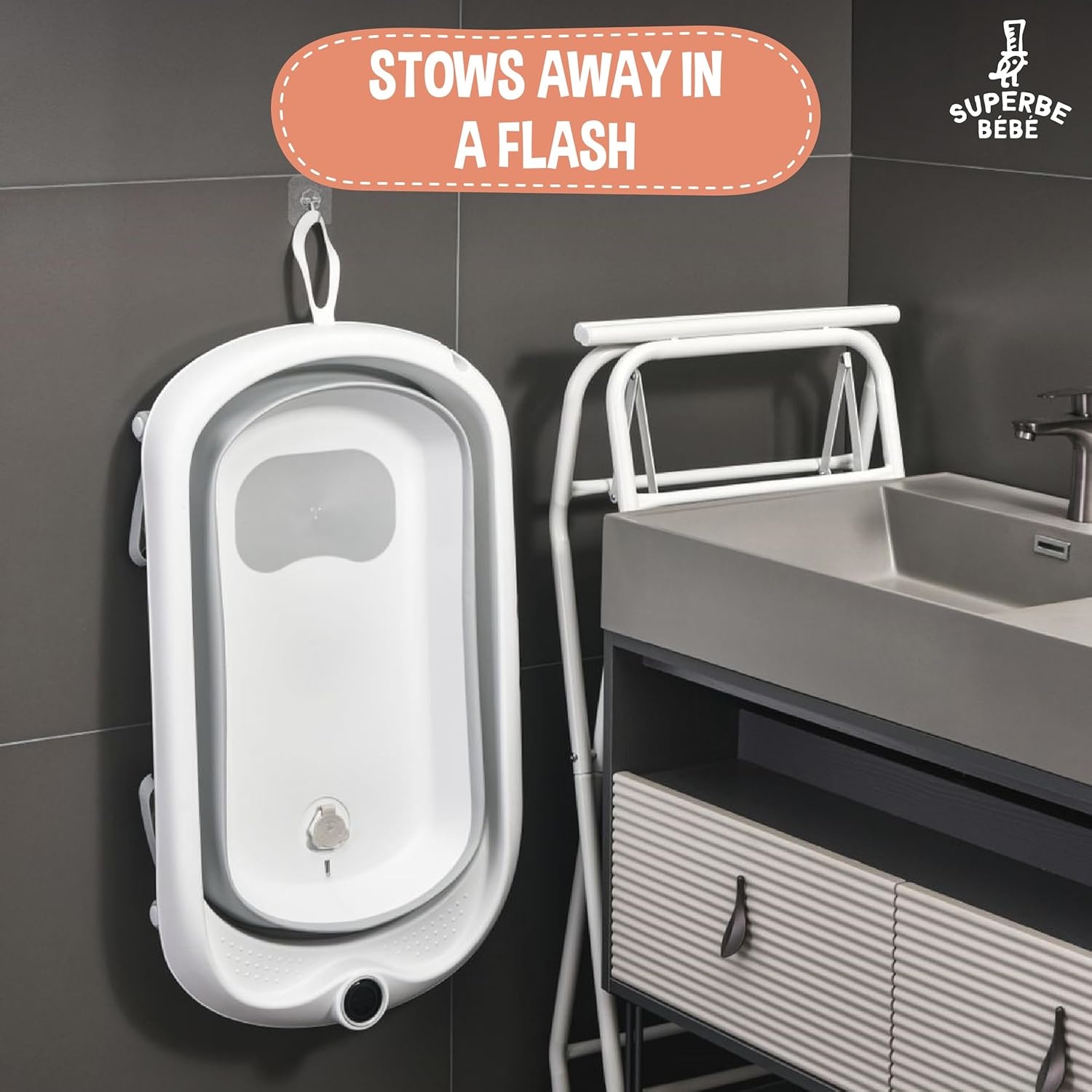 Opvouwbaar Babybad XXL met Onderstel & Thermometer (54% Korting)