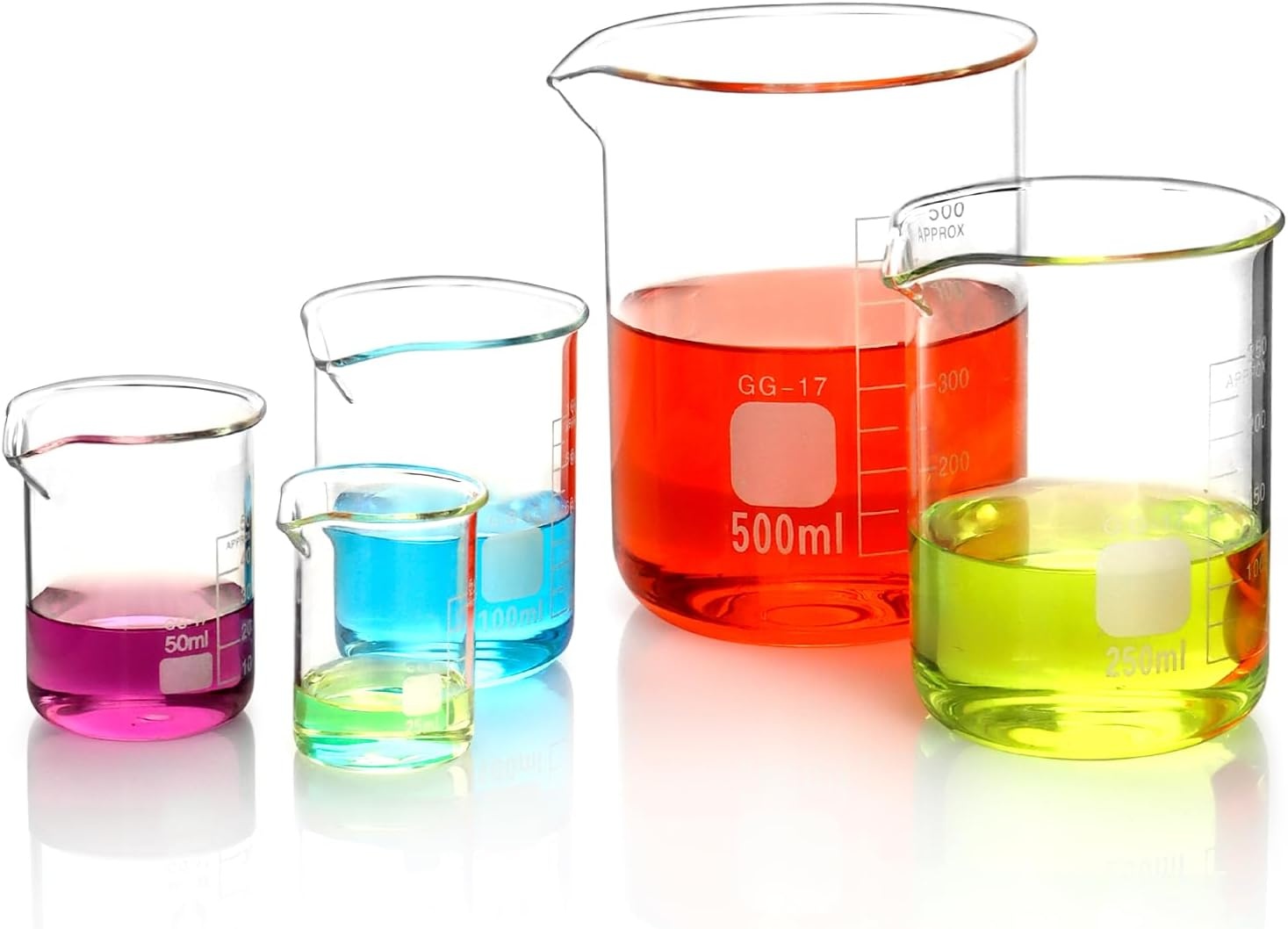 5 stuks QWORK glazen maatbekers | 25-500ml | Laboratorium & Keuken | -27%