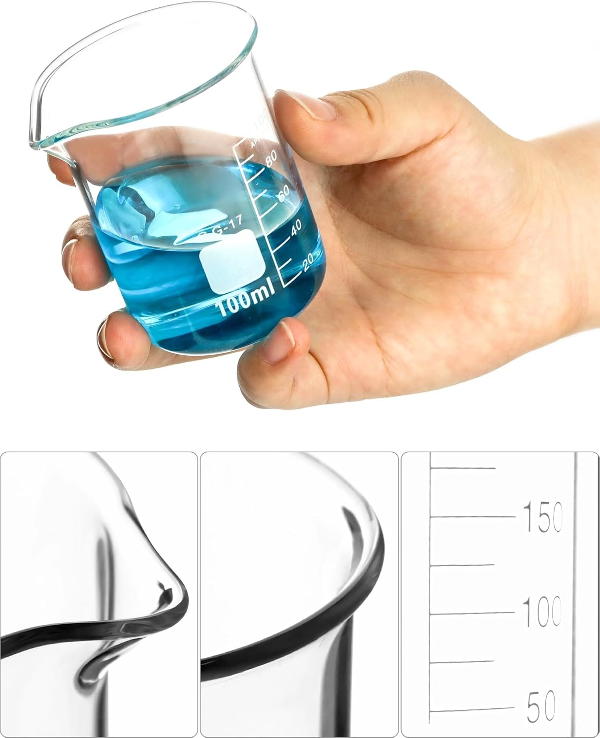 5 stuks QWORK glazen maatbekers | 25-500ml | Laboratorium & Keuken | -27%