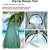 Pop-up douchetent, anti-uv voor buitenverandering, dressing, vissen, baden, opslag, camping, privacy-tent met venster, draagbare draagtas