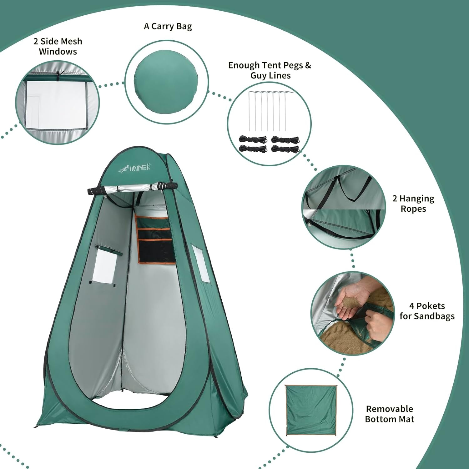 Pop-up douchetent, anti-uv voor buitenverandering, dressing, vissen, baden, opslag, camping, privacy-tent met venster, draagbare draagtas