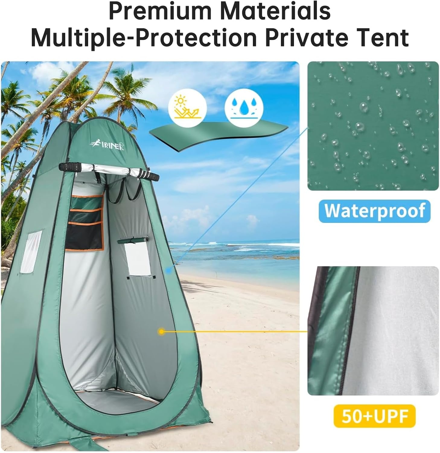 Pop-up douchetent, anti-uv voor buitenverandering, dressing, vissen, baden, opslag, camping, privacy-tent met venster, draagbare draagtas