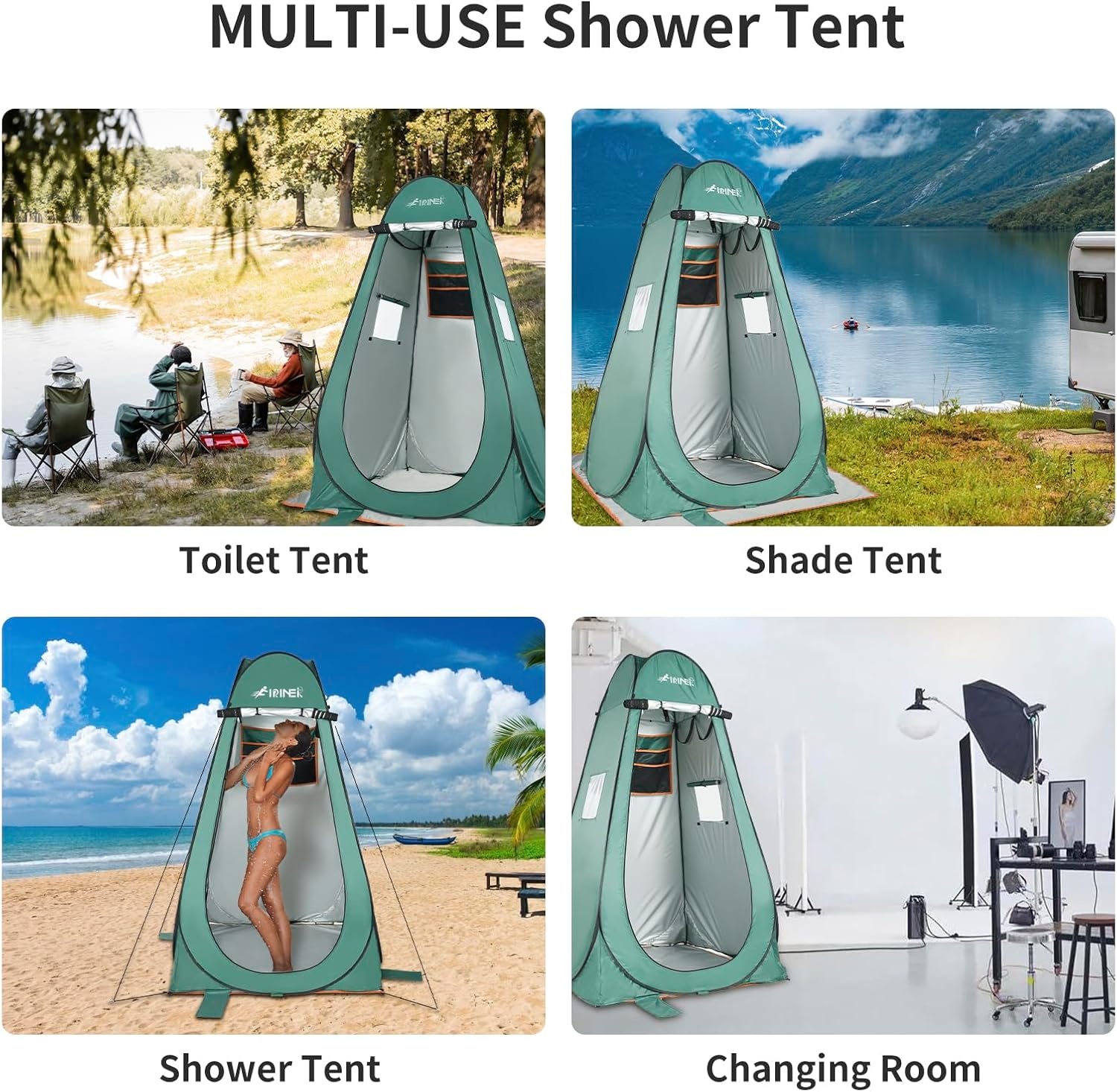Pop-up douchetent, anti-uv voor buitenverandering, dressing, vissen, baden, opslag, camping, privacy-tent met venster, draagbare draagtas