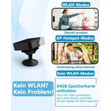 UCOCARE Mini-bewakingscamera voor binnen, werkt met of zonder wifi, mini-camera met 64 GB geheugenkaart, 940 nm nachtzicht, 6-7 uur batterijduur met één lading, voor binnen en buiten