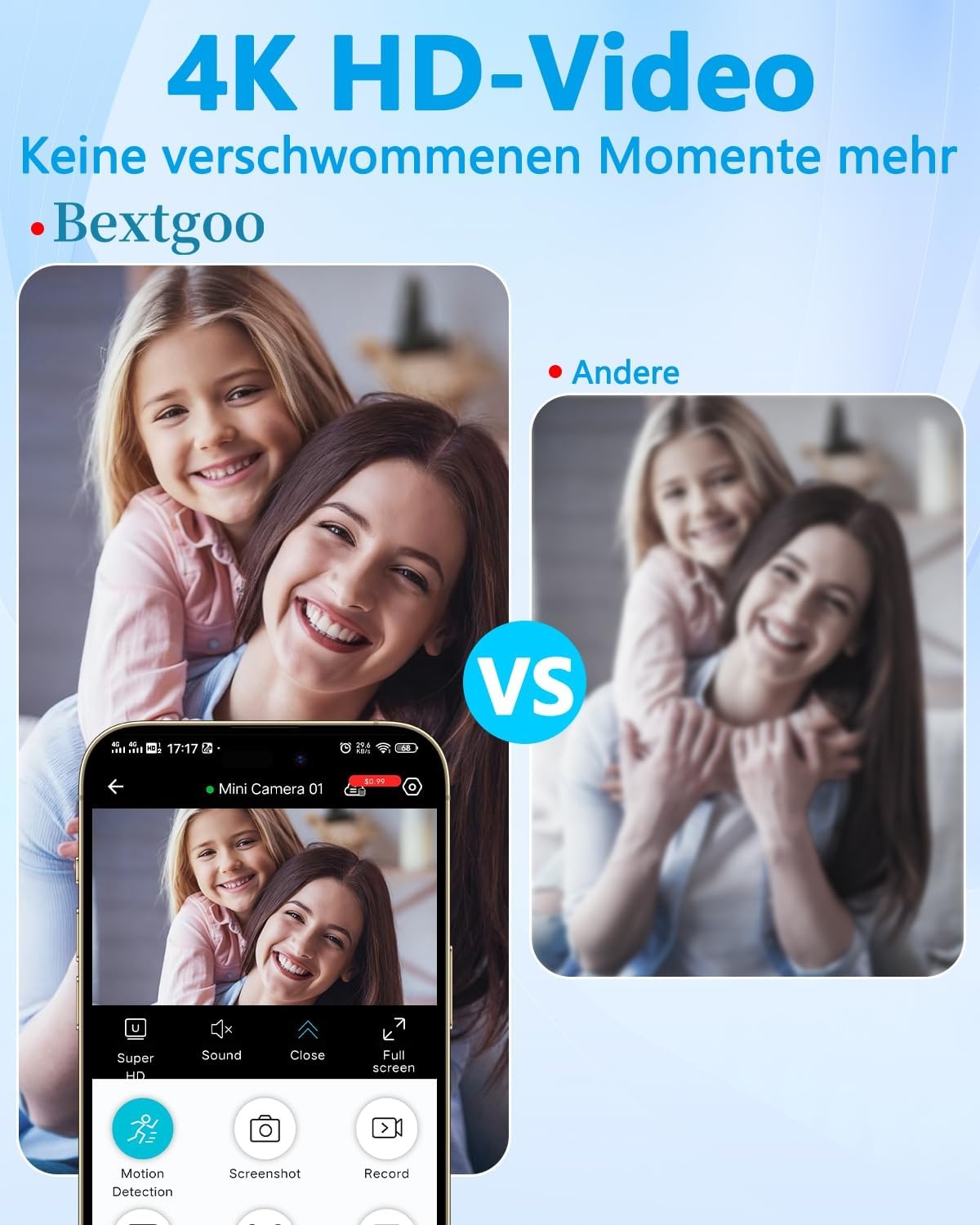 UCOCARE Mini-bewakingscamera voor binnen, werkt met of zonder wifi, mini-camera met 64 GB geheugenkaart, 940 nm nachtzicht, 6-7 uur batterijduur met één lading, voor binnen en buiten