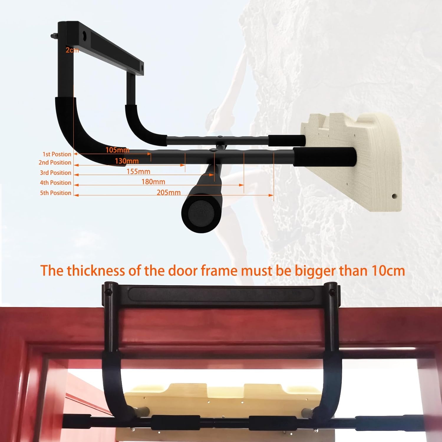 TWO STONES Hangboard rotsklimmen hangplank met optrekstang, inclusief kannen, knijpen, zakken, randen en hellingen voor rotsklimmen training