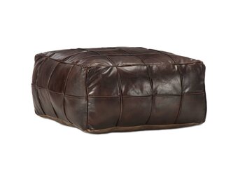 vidaXL Poef 60x60x30 cm echt geitenleer donkerbruin