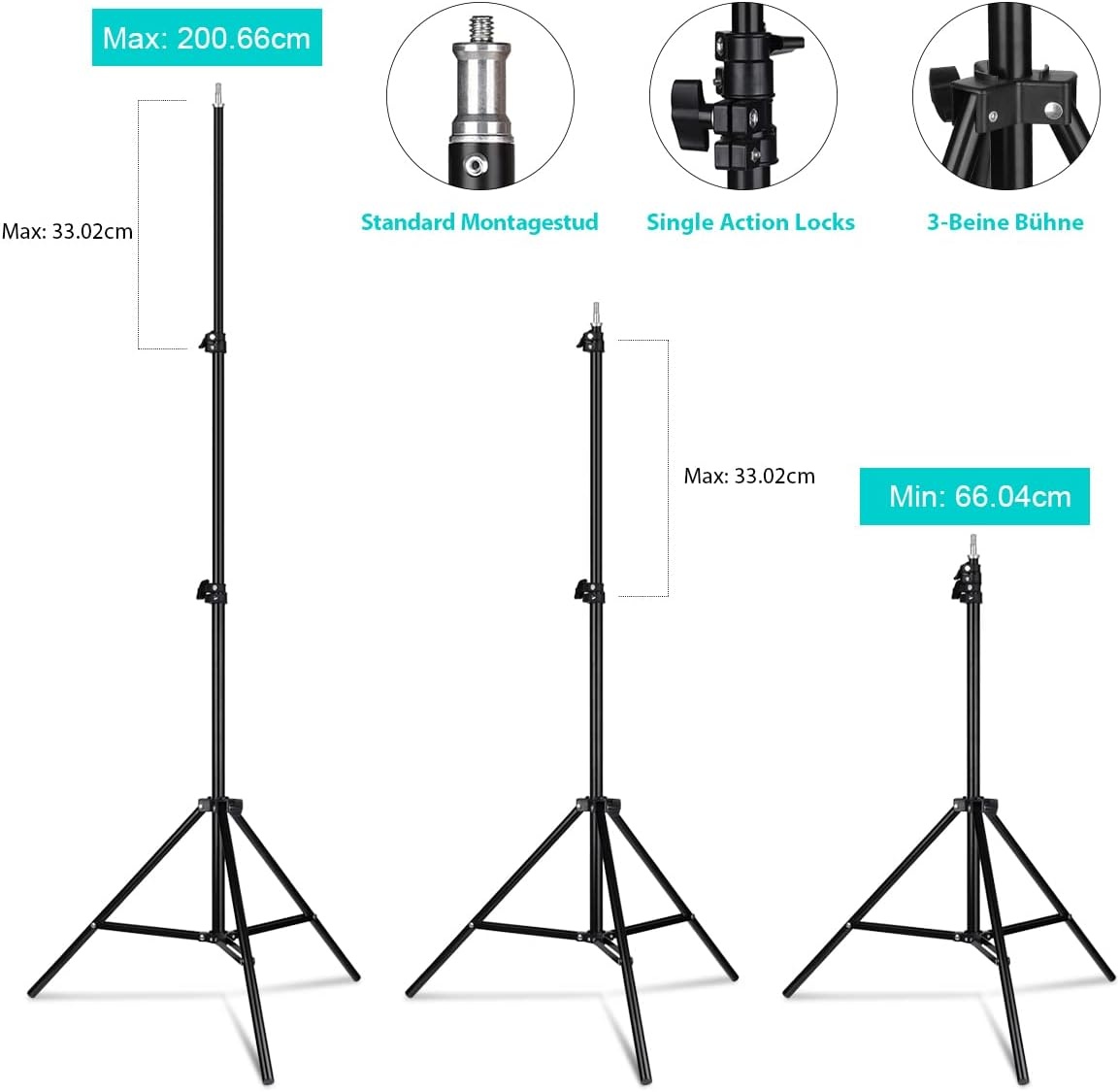 GEEKOTO Softbox set fotostudio 50 x 70 cm, continu licht studiolampset met 2 softboxlampen E27 85 W 5500 K, 2 m volledig verstelbare lichtstatieven voor studio-portretten, productfotografie