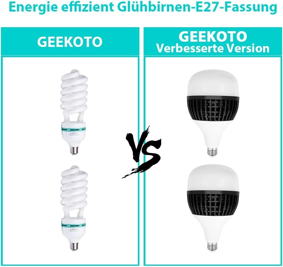 GEEKOTO Softbox set fotostudio 50 x 70 cm, continu licht studiolampset met 2 softboxlampen E27 85 W 5500 K, 2 m volledig verstelbare lichtstatieven voor studio-portretten, productfotografie