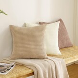 EMEMA Kleine granulaire kussenslopen voor decoratieve kussens, zacht, vierkant, voor zetel en bed, polyestermix, modern en elegant, slaapkamer, woonkamer, 2 stuks, 60 x 60 cm, melkwit