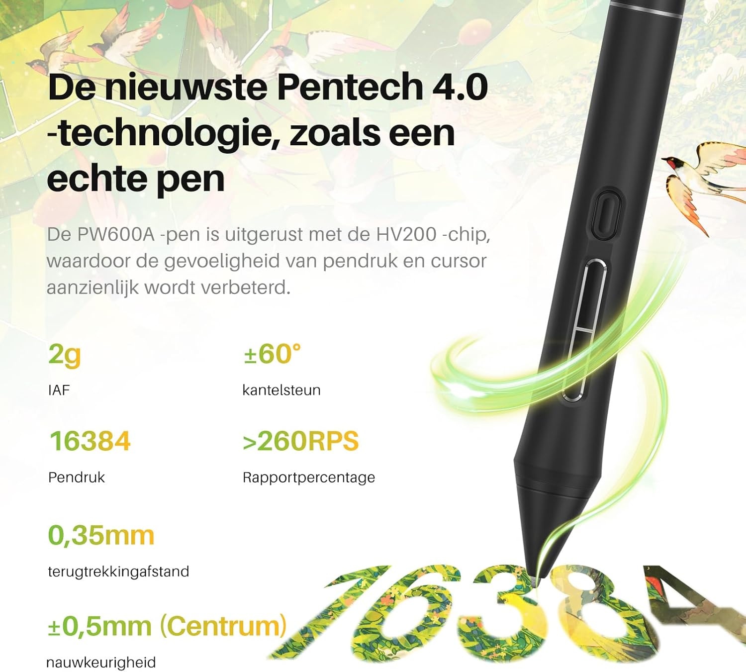 HUION Kamvas Pro 16 V2 grafisch tablet met display, 15,6 inch volledig gelamineerd AG-glas, 16384 pendruk, 99% sRGB-afdekking, Smart Touch Bar en 6-toetsen kunsttablet, werkt met Windows, Mac