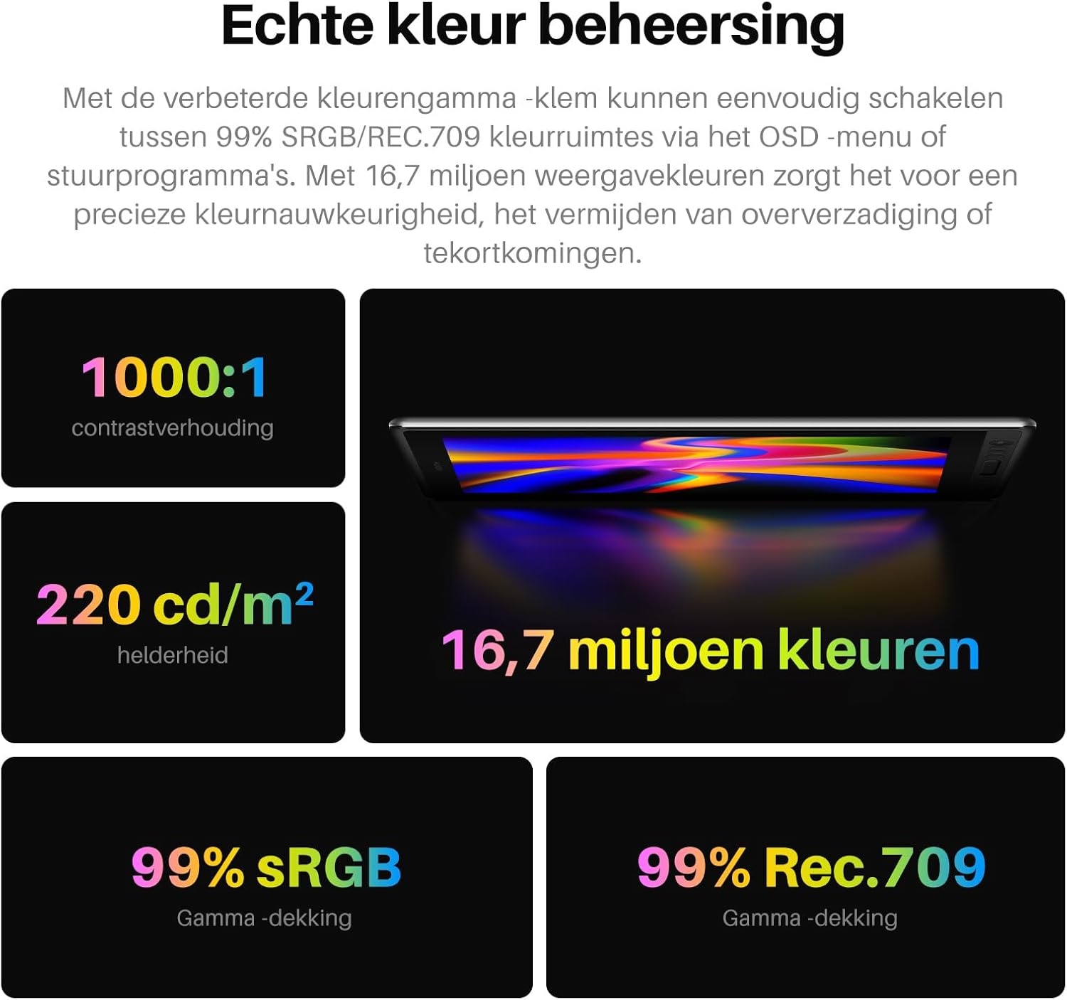 HUION Kamvas Pro 16 V2 grafisch tablet met display, 15,6 inch volledig gelamineerd AG-glas, 16384 pendruk, 99% sRGB-afdekking, Smart Touch Bar en 6-toetsen kunsttablet, werkt met Windows, Mac