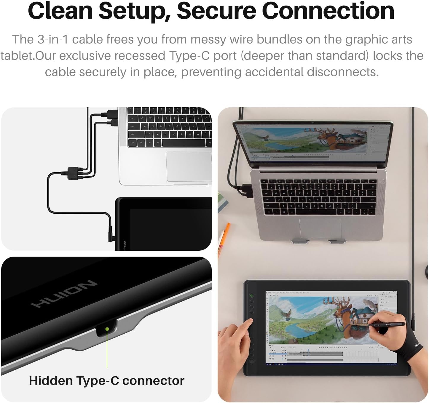 HUION Kamvas Pro 16 V2 grafisch tablet met display, 15,6 inch volledig gelamineerd AG-glas, 16384 pendruk, 99% sRGB-afdekking, Smart Touch Bar en 6-toetsen kunsttablet, werkt met Windows, Mac