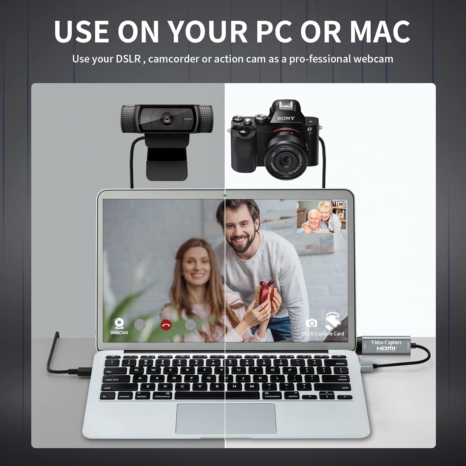 video-opnamekaart, Papeaso 4K HDMI naar USB-opnamekaart, Full HD 1080p video-opnameapparaat, HDMI Video Game Capture voor het bewerken van video/spellen/streaming/online onderwijs (zilver)