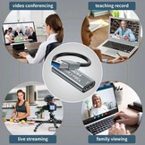 video-opnamekaart, Papeaso 4K HDMI naar USB-opnamekaart, Full HD 1080p video-opnameapparaat, HDMI Video Game Capture voor het bewerken van video/spellen/streaming/online onderwijs (zilver)