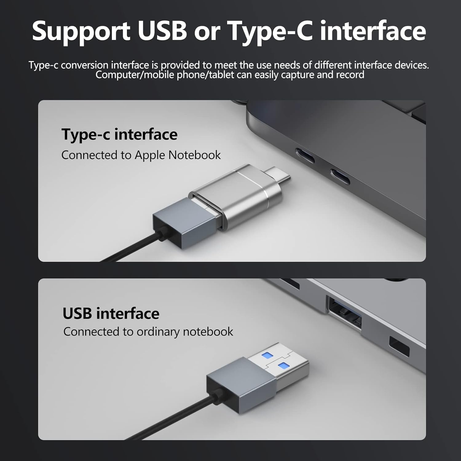 video-opnamekaart, Papeaso 4K HDMI naar USB-opnamekaart, Full HD 1080p video-opnameapparaat, HDMI Video Game Capture voor het bewerken van video/spellen/streaming/online onderwijs (zilver)