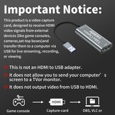 video-opnamekaart, Papeaso 4K HDMI naar USB-opnamekaart, Full HD 1080p video-opnameapparaat, HDMI Video Game Capture voor het bewerken van video/spellen/streaming/online onderwijs (zilver)