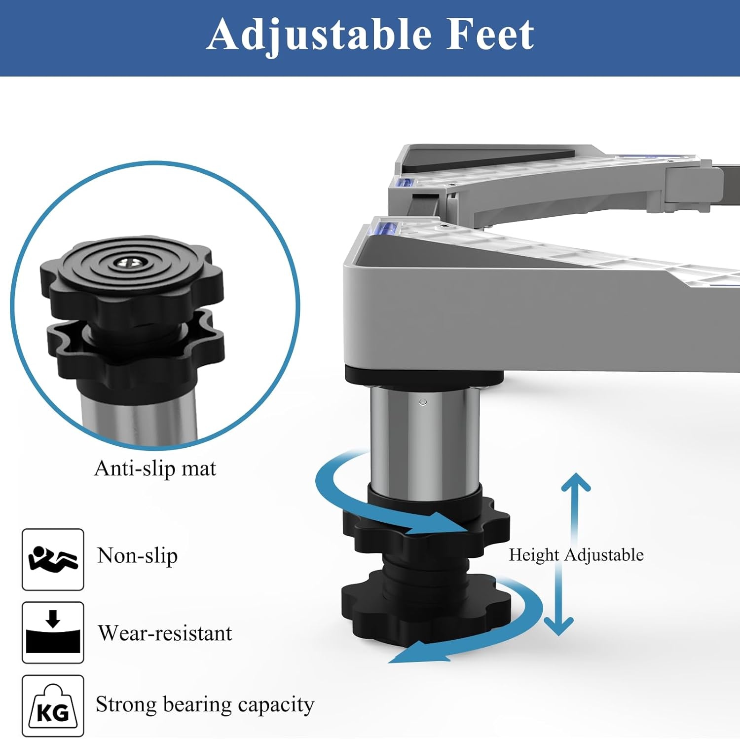 DEWELWasmachine onderstel, ondersteuning voor wasmachine, verstelbaar, met 4 poten in de hoogte 13-16 cm, universele droger, max. belasting 350 kg