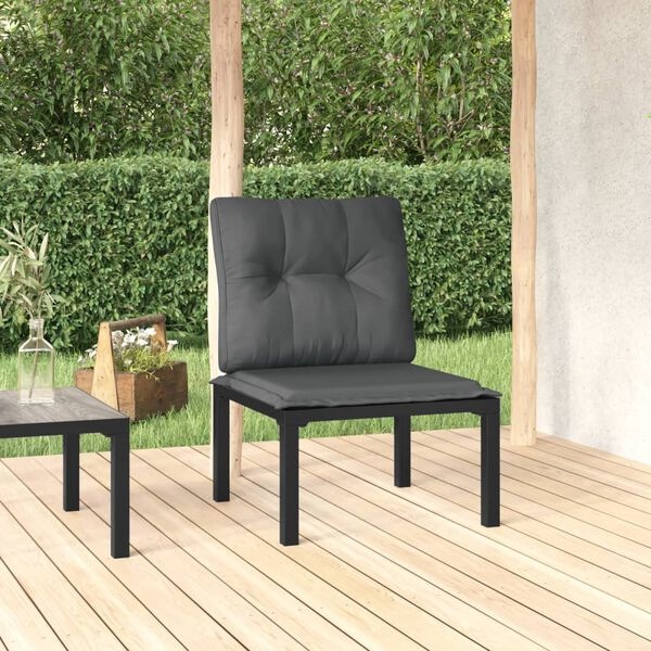 vidaXL Tuinstoel Poly Rattan Zwart/Grijs met Kussens - 60% Korting!