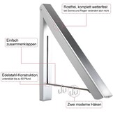 LEBEXY XY Life Kledinghaken, inklapbaar, voor buiten, klaphaak, wasventilator, wandhaak, kledingrek, garderobehaken voor hoeken, balkon, wasdroger, B