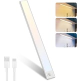 Led-onderbouwlamp, 40 cm, draadloos, 3000 K-4000 K-6500 K, kastverlichting, bewegingsmelder, traploze dimbare lichtstrip, afneembare batterij, voor kledingkast, trap, badkamer en kasten, 1 stuk