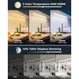 Led-onderbouwlamp, 40 cm, draadloos, 3000 K-4000 K-6500 K, kastverlichting, bewegingsmelder, traploze dimbare lichtstrip, afneembare batterij, voor kledingkast, trap, badkamer en kasten, 1 stuk