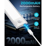 Led-onderbouwlamp, 40 cm, draadloos, 3000 K-4000 K-6500 K, kastverlichting, bewegingsmelder, traploze dimbare lichtstrip, afneembare batterij, voor kledingkast, trap, badkamer en kasten, 1 stuk