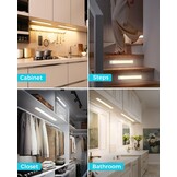 Led-onderbouwlamp, 40 cm, draadloos, 3000 K-4000 K-6500 K, kastverlichting, bewegingsmelder, traploze dimbare lichtstrip, afneembare batterij, voor kledingkast, trap, badkamer en kasten, 1 stuk