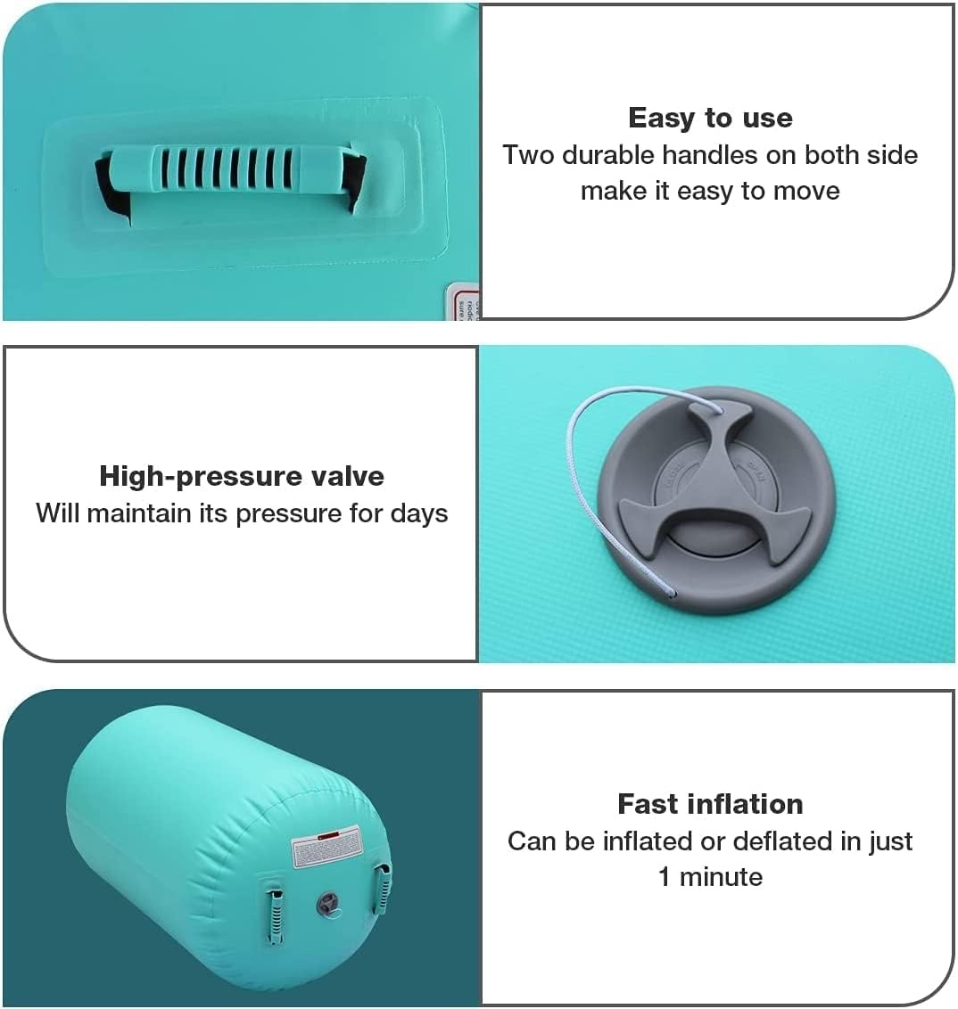 Opblaasbare Air Roll Air Barrel, gymnastiekmat met pomp, gymnastiekmat voor thuis, taekwondo, yoga, gym, fitness