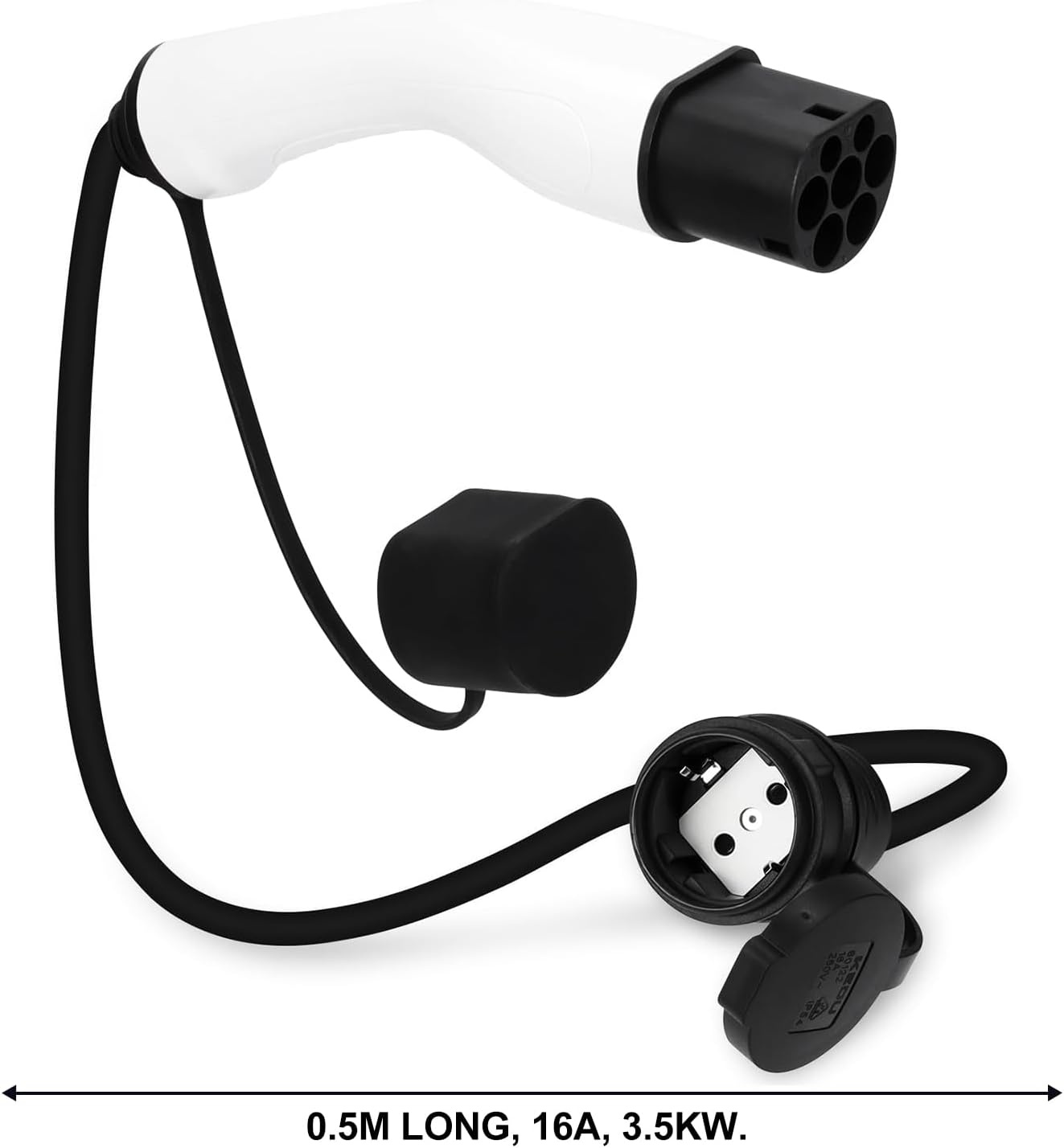 Adapter Type 2 op Schuko-stopcontact voor E-Bike, EV, 16A 3,5KW 230V laadkabel Auto, Schuko-adapter op Type 2 voor EV-laadstations, Wallbox Schuko-laadkabeladapter voor elektrische voertuigen