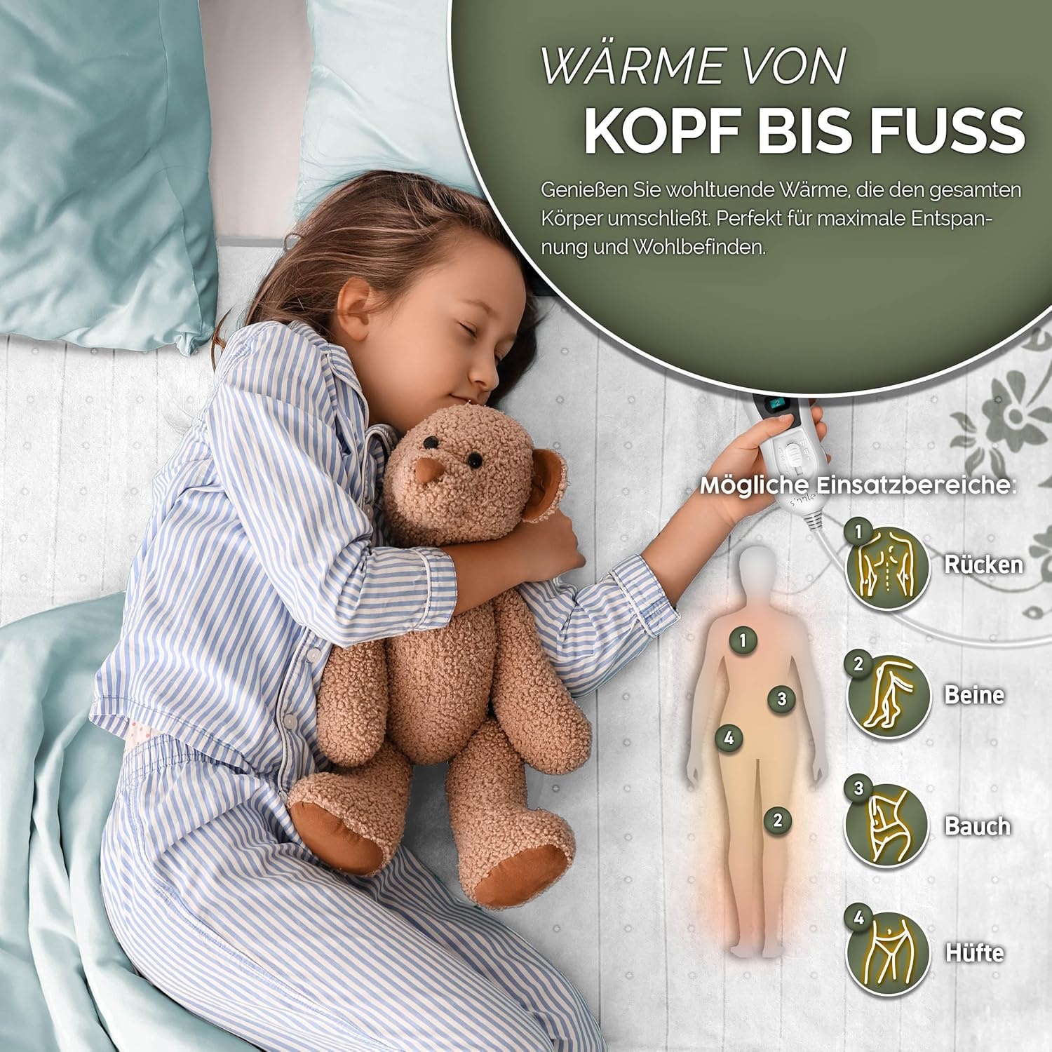 warmteonderbed van 150 x 80 cm met automatische uitschakeling, elektrisch deken met 3 temperatuurniveaus, warmteonderdeken voor op het bed, warmtedeken van zacht fleece