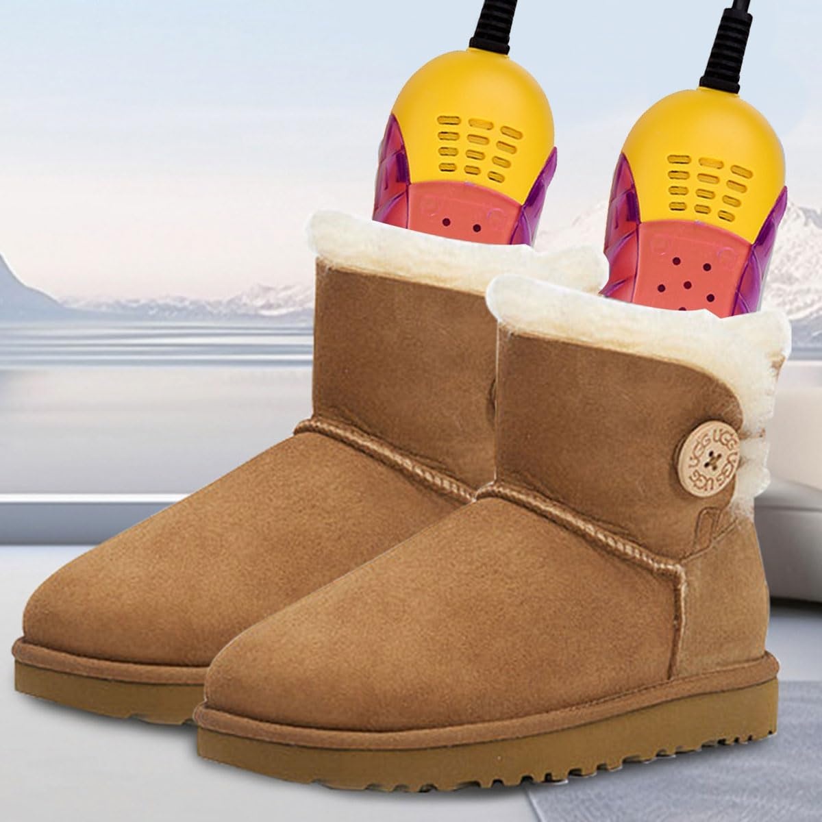 Elektrische schoendroger, draagbare schoenendroger, verwarmt en droogt schoenen, winterschoenen, schoendroger, draagbare schoenendroger, elektrische schoenwarmer met sokken, kraan